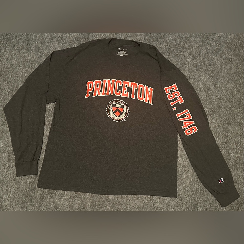 Men’s Champion Princeton Tigers Ivy League Grey Long Sleeve Shirt- Large